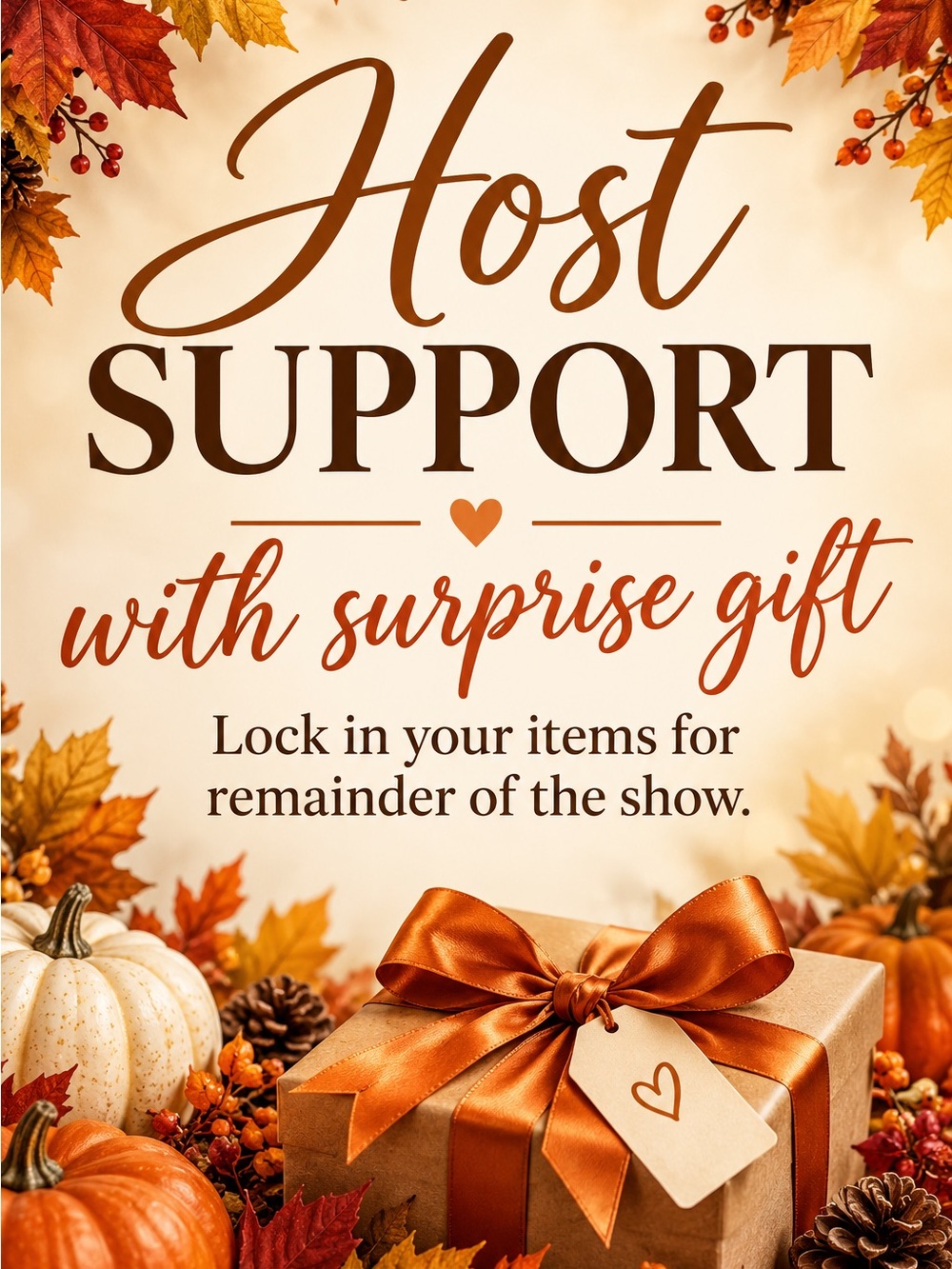 Host Support with Surprise Gift - Orange Decorative Gift Box Sign